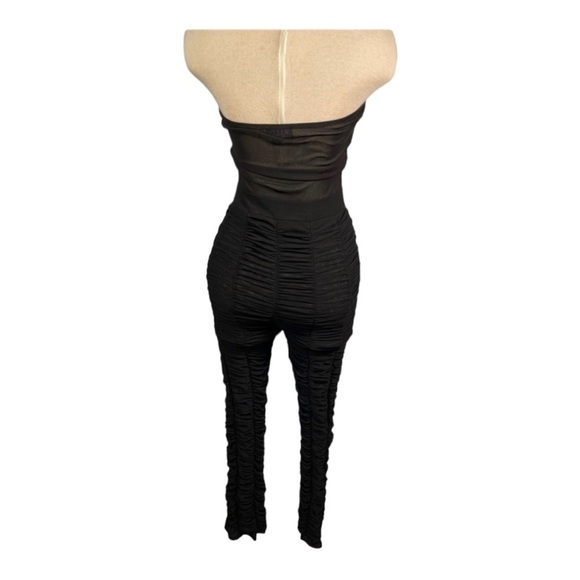 I.AM.GIA Ophelia Black Mesh Ruched Strapless Bodycon Jumpsuit NWT Size S - Picture 12 of 13